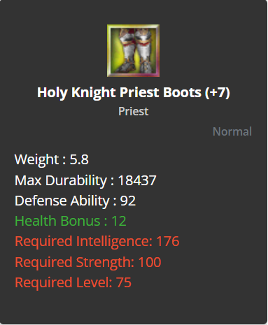 Holy Knight Priest  Boots +7